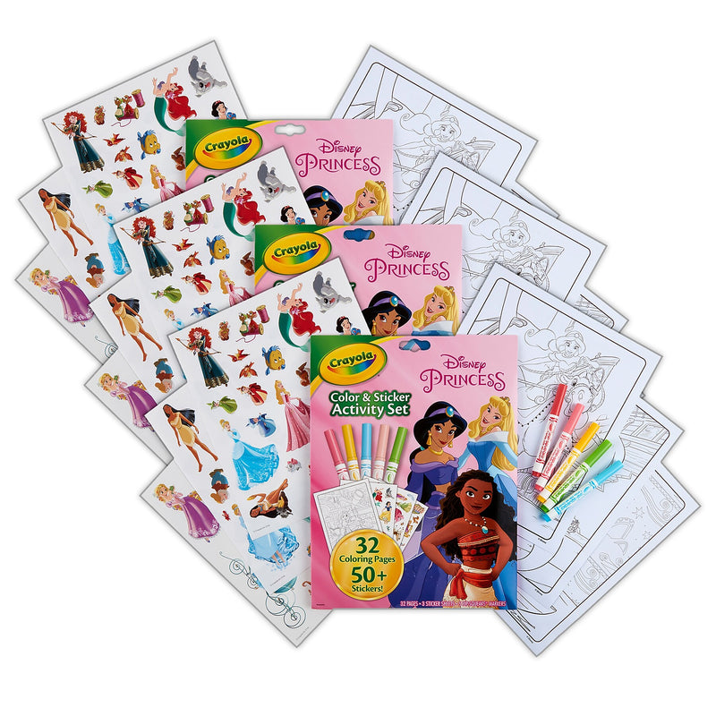 Crayola Color & Sticker: Disney Princess Activity Book, 3 Sets/Bundle (BIN042745-3)