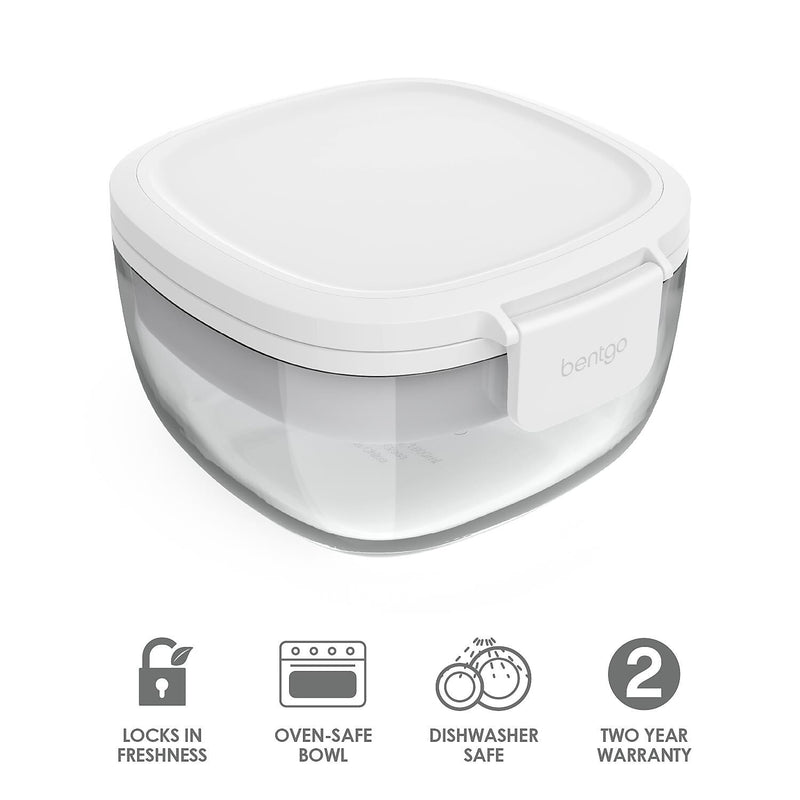 bentgo All-in-One Salad Container, 5-Compartment, White, 61 oz. (BGLASSAL-W)