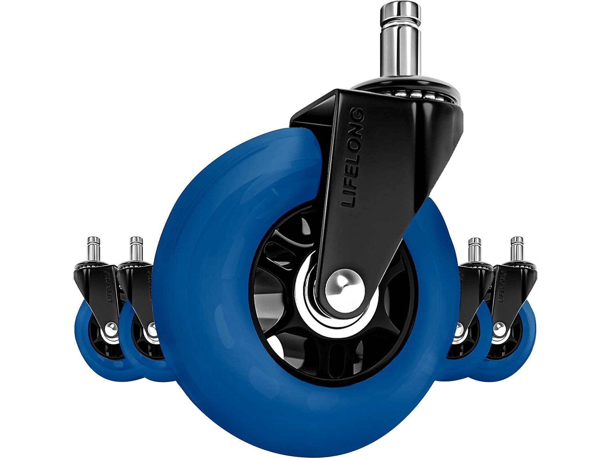 Lifelong Wheels Chair Caster, Blue/Black, 5/Set (B0B8LCV3MH)
