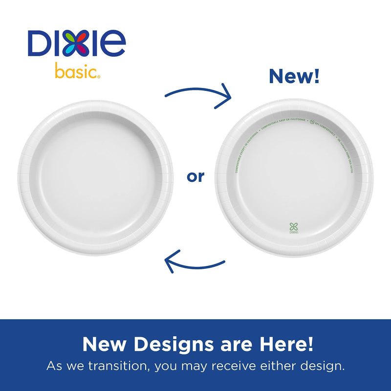 Dixie Basic 8.5" Paper Plates, White, 500/Carton (DBP09WCT)