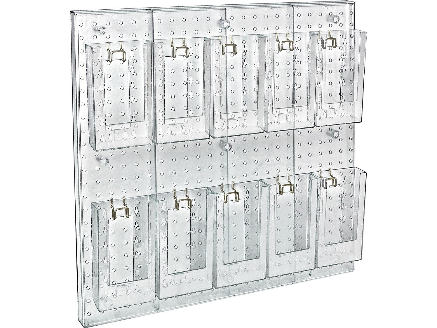 Azar Pegboard 10-Pocket Wall Brochure Holder, 24" x 24", Clear (700680)