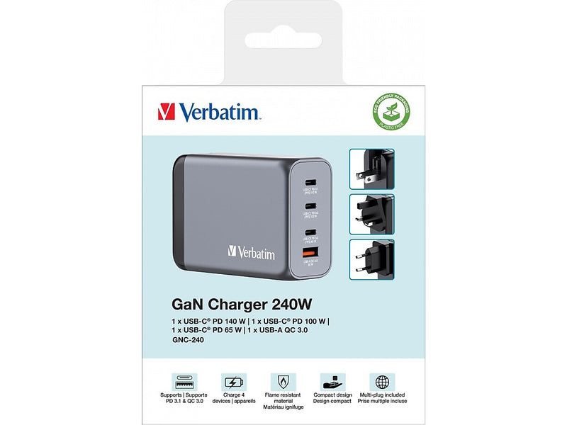 Verbatim USB Type-A/USB Type-C Wall Charger, Gray (32205)