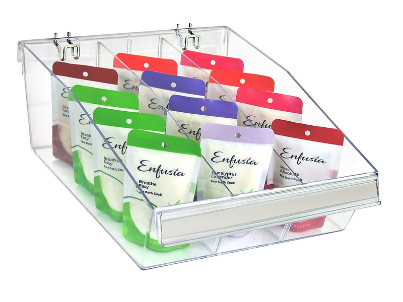 Azar 5.75" x 11.75" Pegboard 3-Compartment Medium Deep Bin Tray, Clear, 2/Pack (556130-M-DIV-2PK)