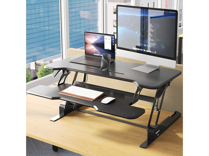 Mount-It! 38"W Manual Rectangular Adjustable Standing Desk Converter, Black (MI-15009)