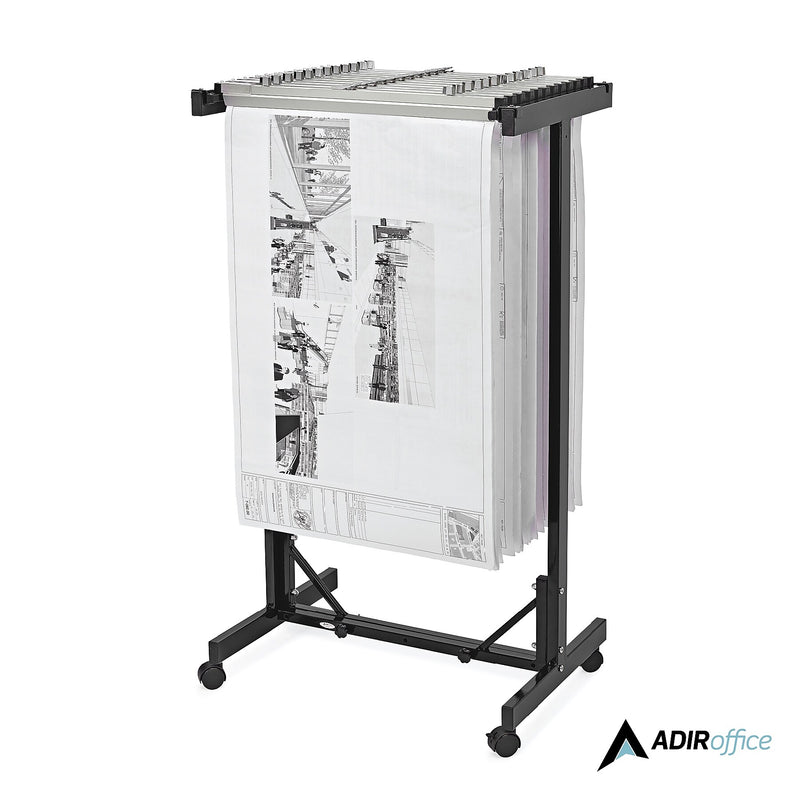 AdirOffice Expandable Blueprint Mobile Plan Center Large File Storage Hanging Rack, Black (615-BLK-KIT1)