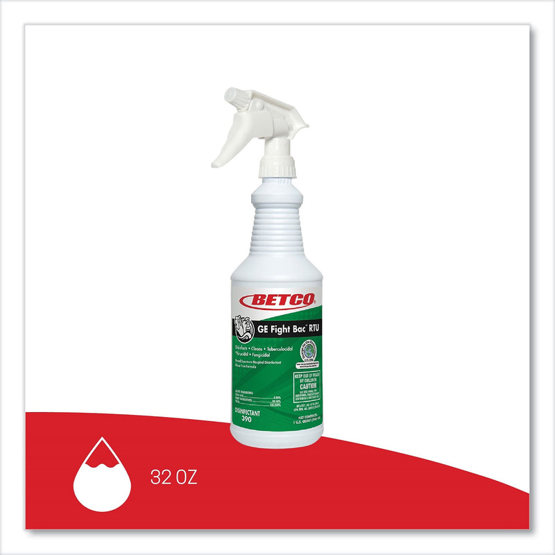 Betco GE Fight Bac RTU Disinfectant with Trigger, Fresh, 32 oz., 12/Carton (3901200)