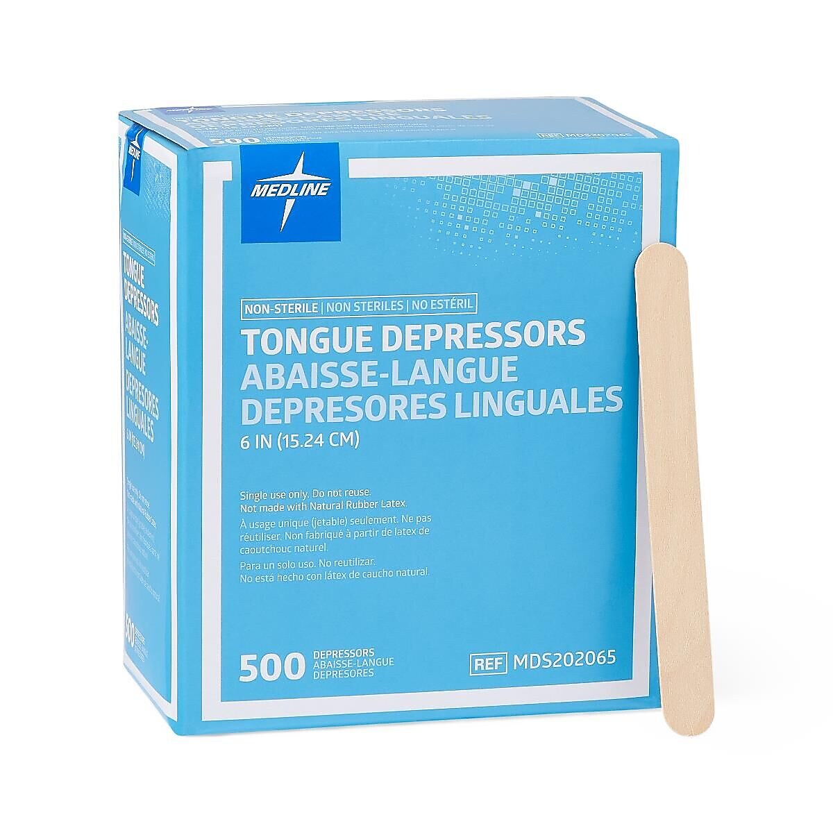 Medline Tongue Depressors, 5 1/2" Size, Non-sterile, 500/Box, 5000/Carton (MDS202070)