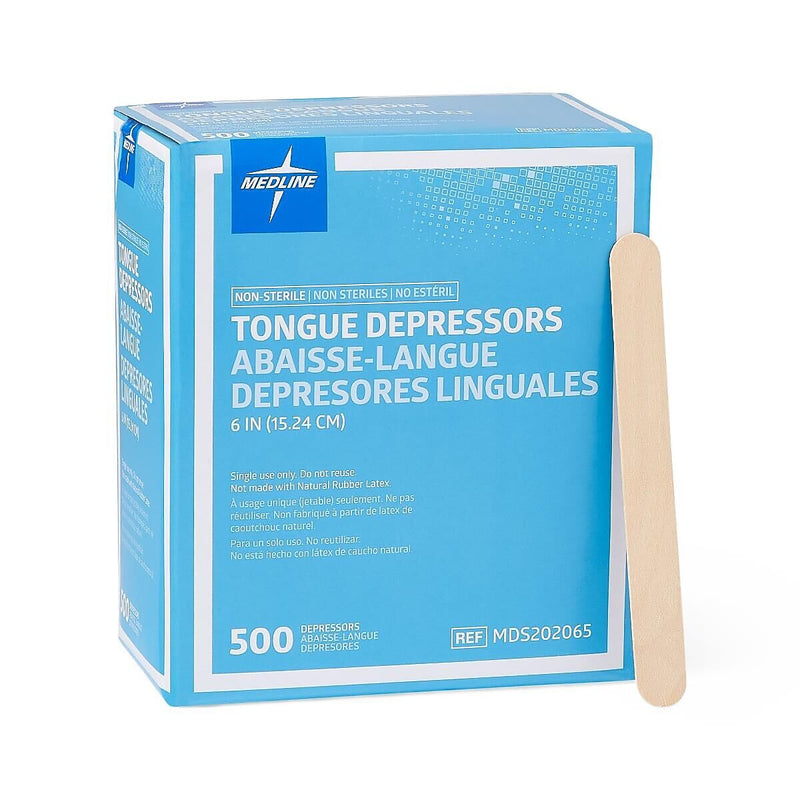 Medline Tongue Depressors, 5 1/2" Size, Non-sterile, 500/Box, 5000/Carton (MDS202070)