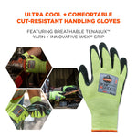 Ergodyne ProFlex 7041 Hi-Vis Nitrile-Coated Cut-Resistant Gloves, ANSI A4, Wet Grip, Lime, Small, 144 Pairs (17822)