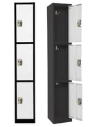 AdirOffice 72'' 3-Tier Black and White Storage Locker (ADI629-203-B-W)
