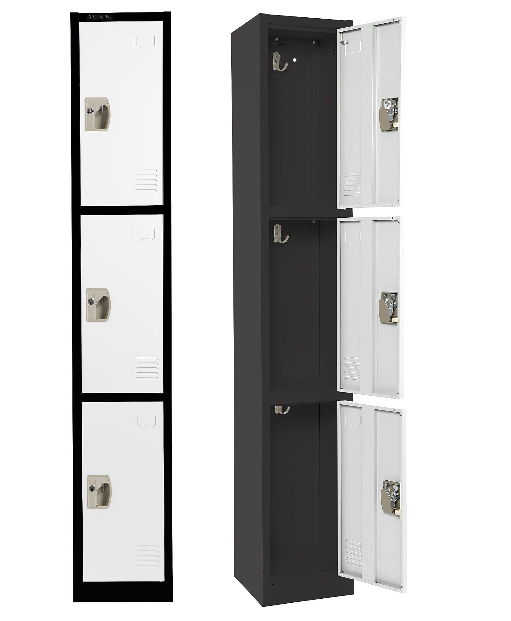 AdirOffice 72'' 3-Tier Black and White Storage Locker (ADI629-203-B-W)