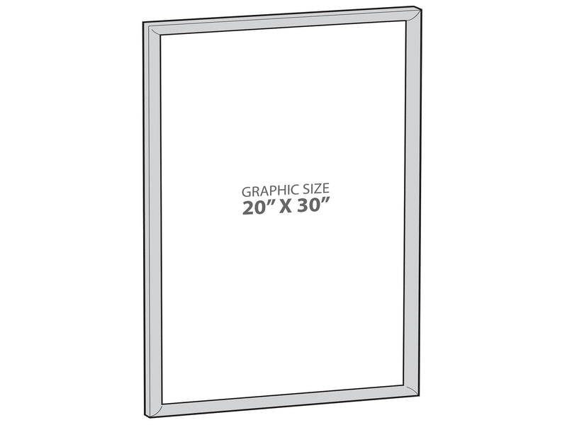 Azar Sign Holder, 20" x 30", Wall Mounted, Silver, Plastic (300346-SLV)