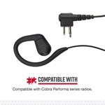 Cobra C-Style Earloop-Wrap In-Ear Headset for Cobra Performa 400/450 2-Way Handheld Business Radios, Black (0010100-1)