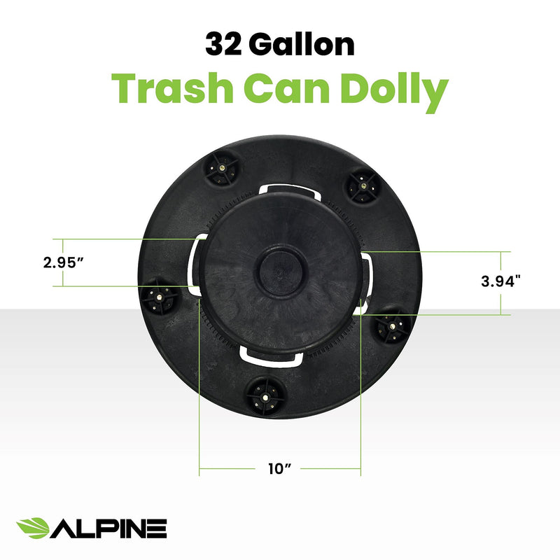 Alpine Industries Round Trash Can Dolly, 500 lb. Weight Capacity, Black (471-32-DOLLY)
