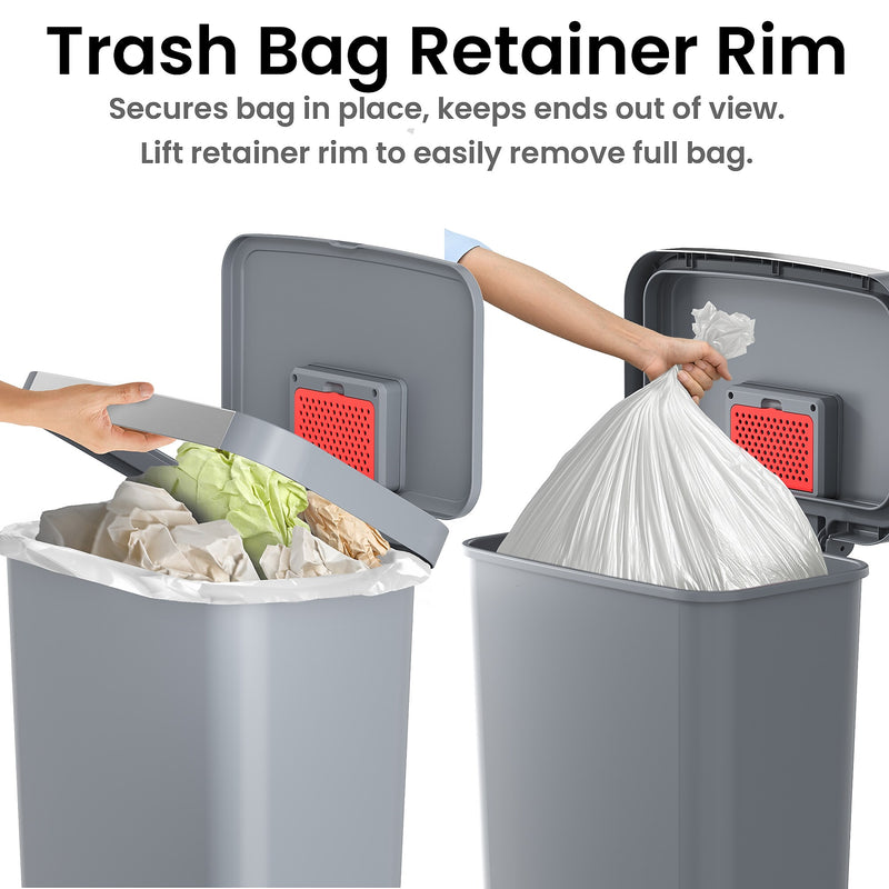 iTouchless SoftStep Plastic Step Trash Can, 13.2 Gallon, Gray (PL13GGP)