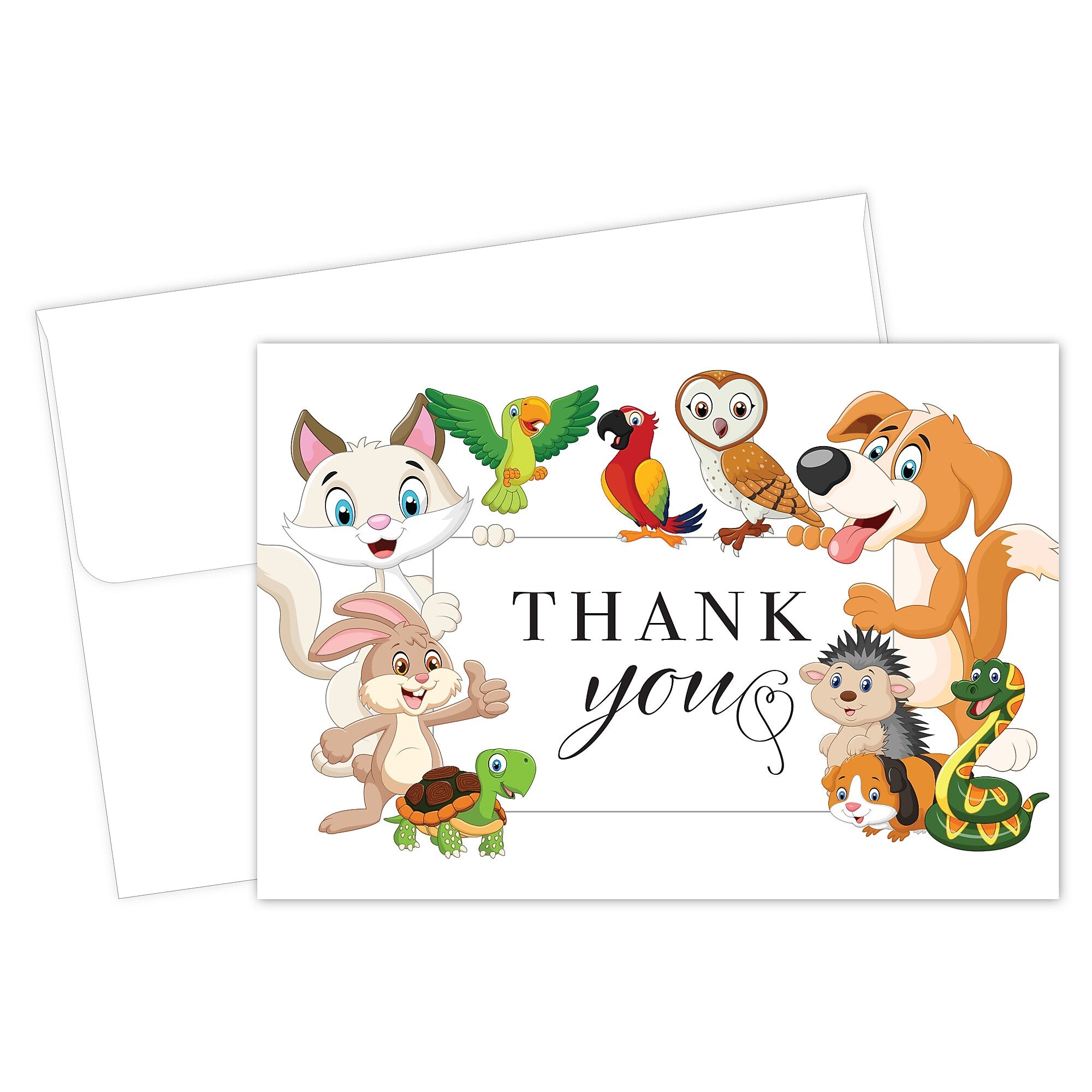 Great Papers Whimisical Animal Pals General Use Thank You Notecard Kits, Multicolored, 24/Pack (2025026)