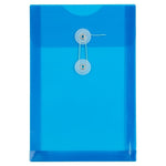 JAM Paper Premium Plastic Filing Envelope with Button & String Closure, 6 1/4" x 9 1/4", Blue, 3/Pack (472B1BUX3)