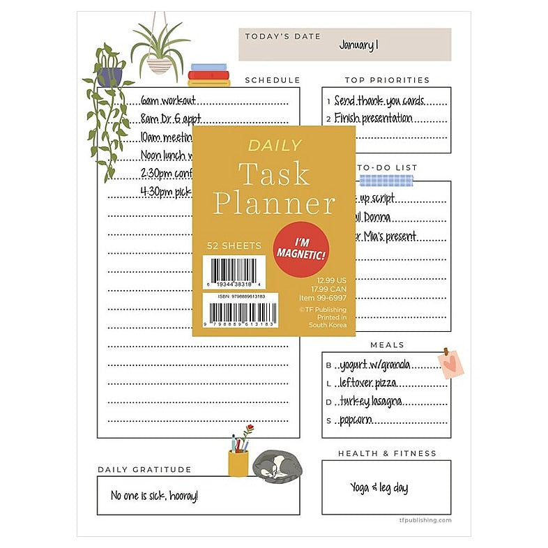 TF Publishing Daily Task Pad 6" x 8" Undated Standard, Paperboard Cover, Multicolored (99-6997)