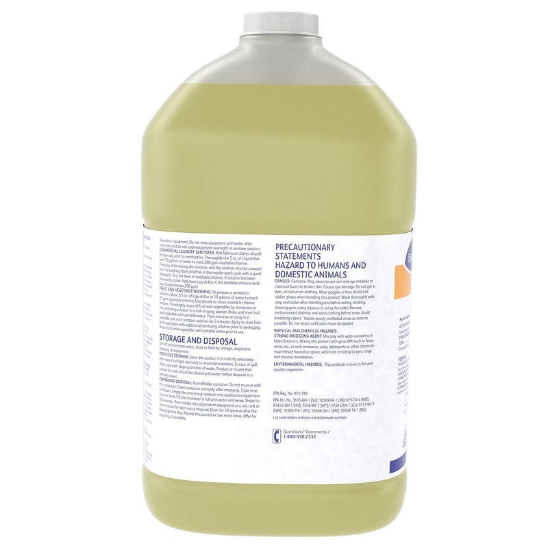 Liqu-A-Klor Liquid-Bactericide Disinfectant and Sanitizer, 1 Gallon, 4/Carton (02853280)