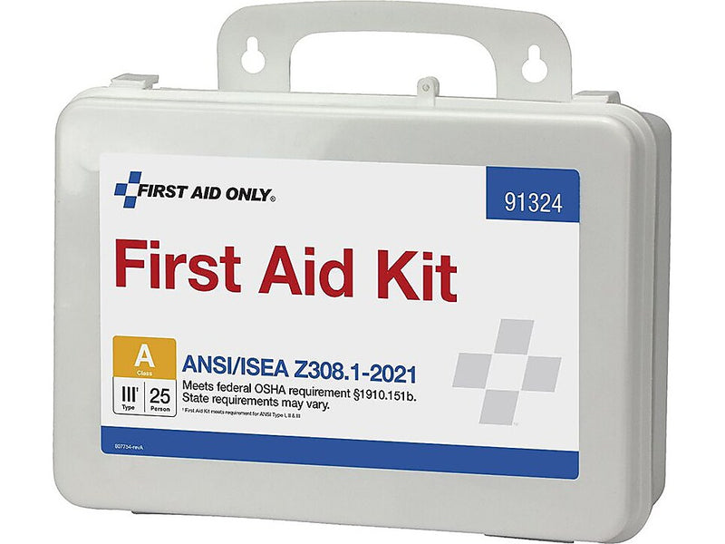 First Aid Only Plastic First Aid Kit, ANSI 2021 Class A, 25 People, 94 Pieces (91324)