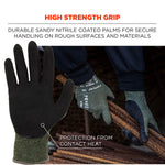 Ergodyne ProFlex 7042 Nitrile Coated Cut-Resistant Gloves, ANSI A4, Heat Resistant, Green, Large, 1 Pair (10344)