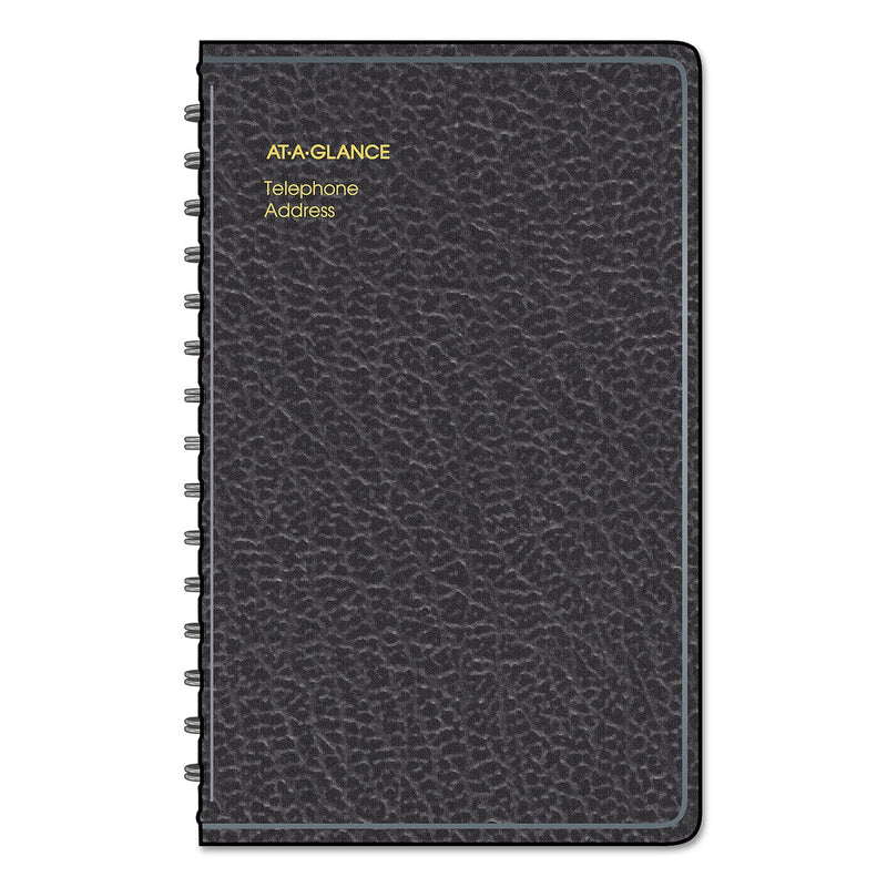 AT-A-GLANCE 4-7/8 x 8  Telephone/Address Book, 4-7/8 x 8, Black