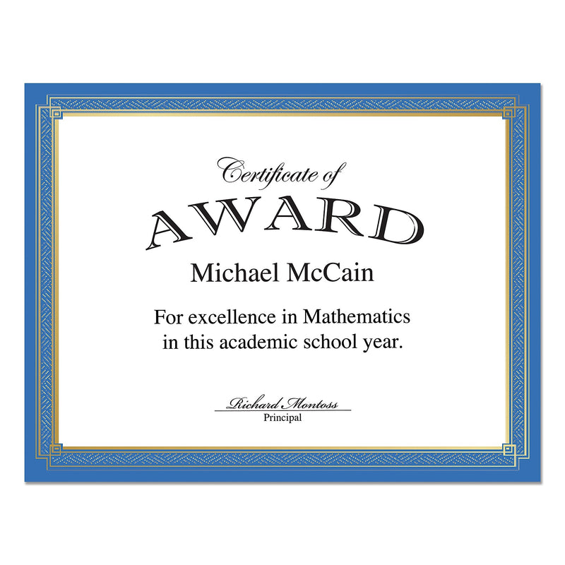 Royal Consumer Elegant Blue Gold Foil Certificate Paper, Blue/Gold, 15/Pack (GEO49949)