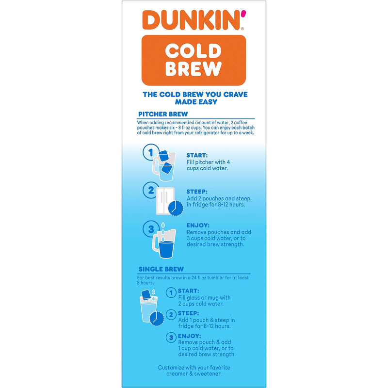 Dunkin' Cold Brew Ground Coffee Packets, 8.46 oz., 2/Box (8133400988)