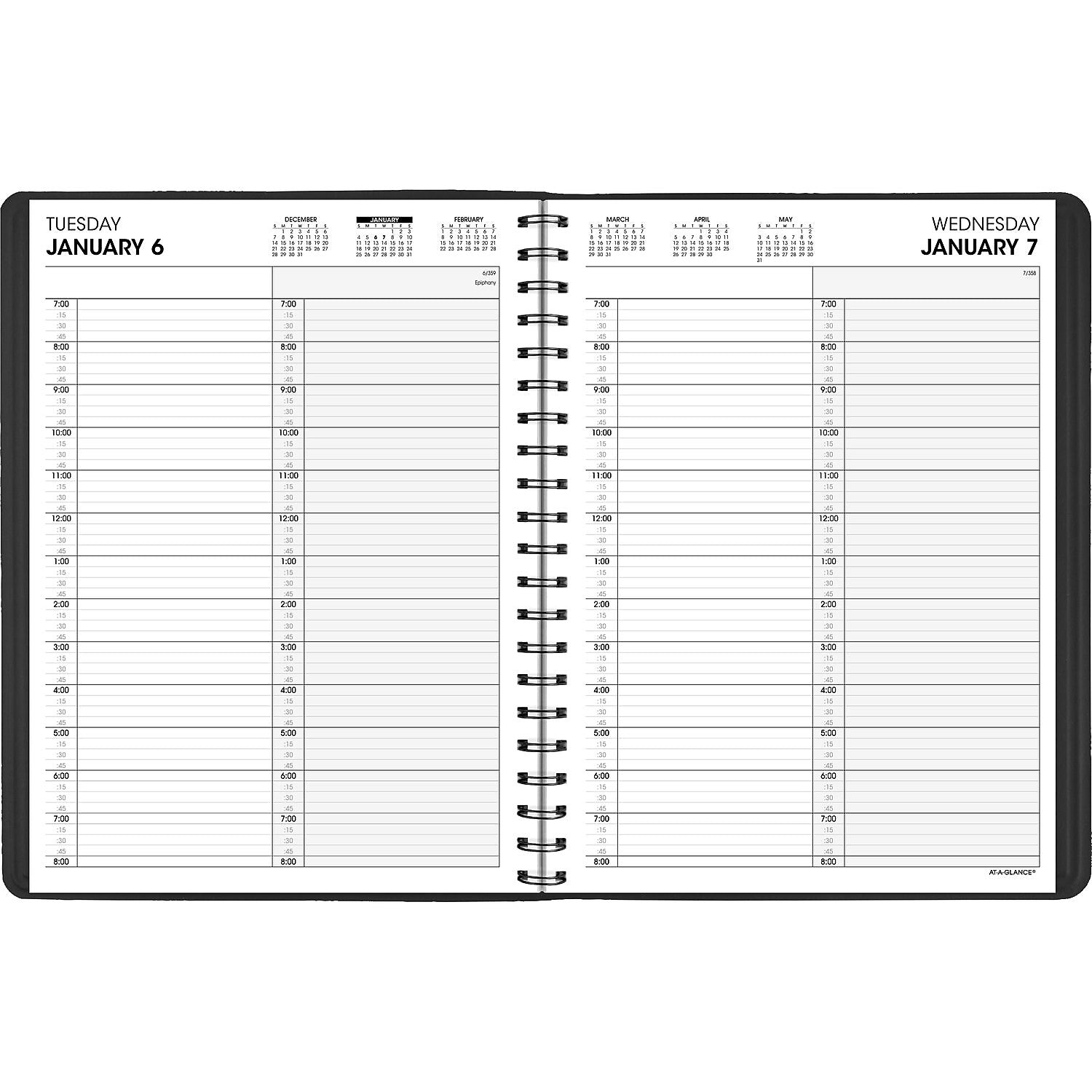 2026 AT-A-GLANCE 8.5" x 11" Daily Appointment Book, Faux Leather Cover, Black (70-222-05-26)