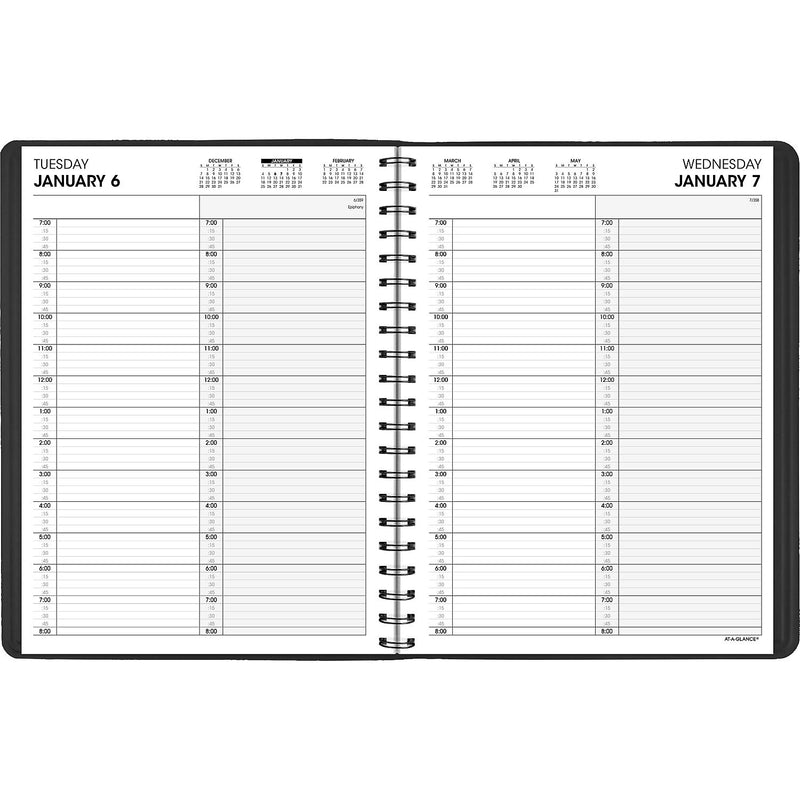 2026 AT-A-GLANCE 8.5" x 11" Daily Appointment Book, Faux Leather Cover, Black (70-222-05-26)