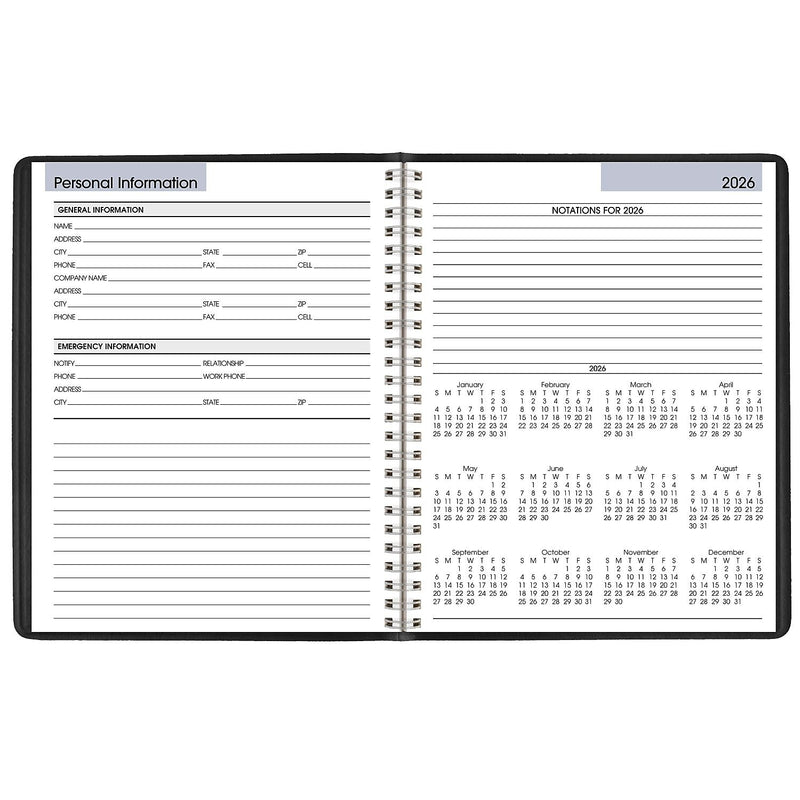2026 AT-A-GLANCE DayMinder 7" x 8.75" Weekly Planner, Faux Leather Cover, Black (G535-00-26)