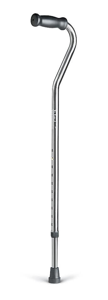 Medline Guardian Single Point Handle Canes, Contoured Handle, Chrome, 6/Pack (G5355)