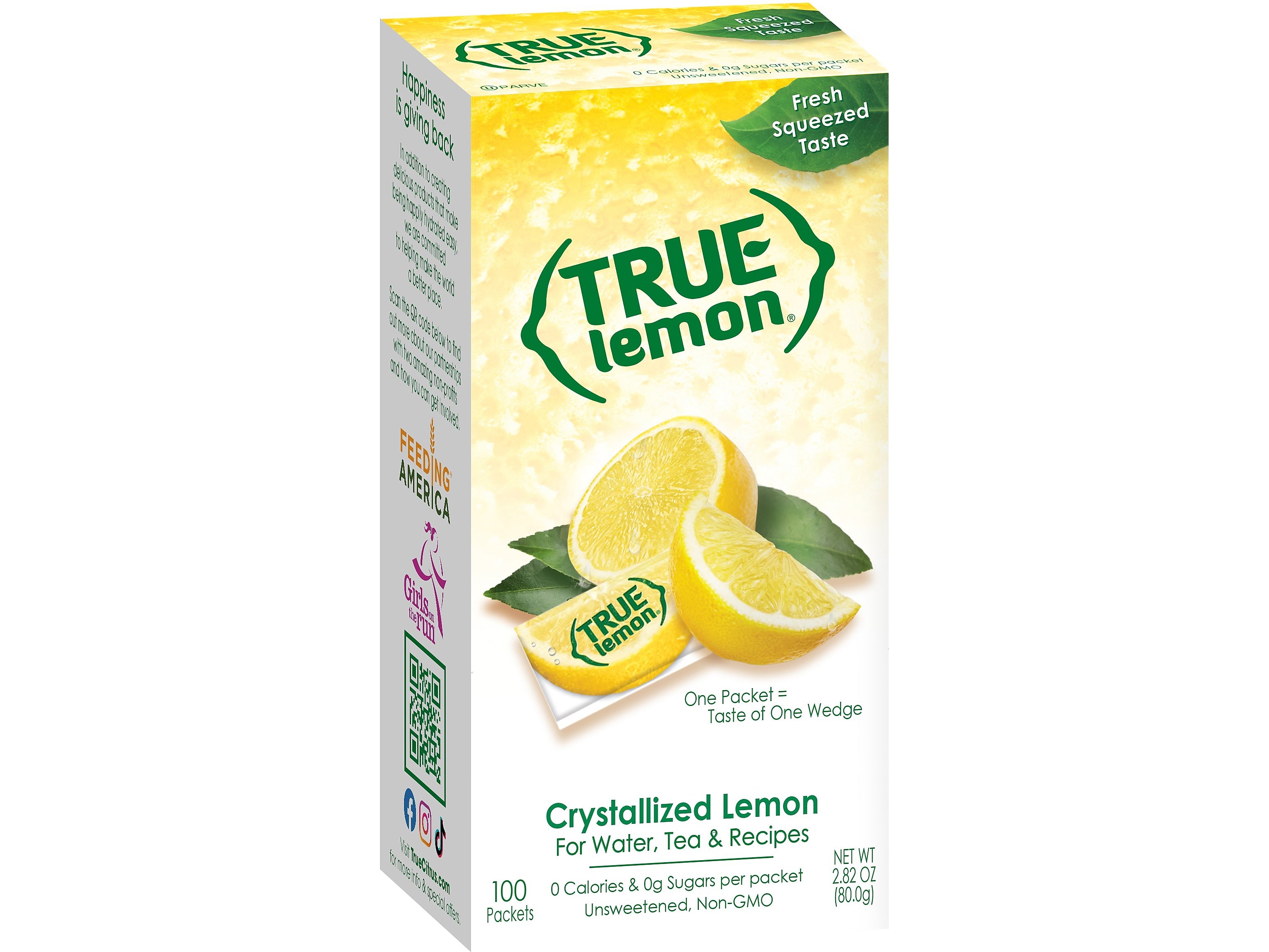 True Lemon Zero-Calorie Sugar-Free Crystallized Lemon, 0.03 oz., 100 Packets/Box (31021)