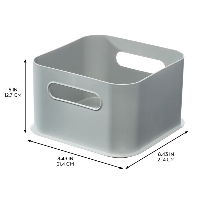 iDESIGN Medium Stackable Plastic Storage Bin, 5" x 8.43" x 8.43", Gray, 4/Pack (29213M4)