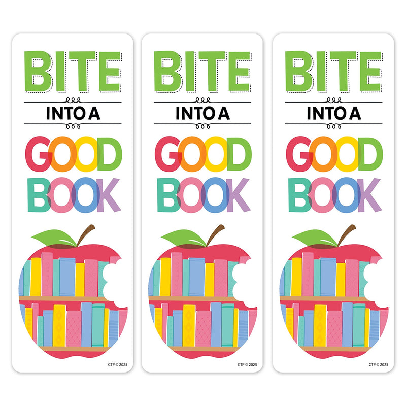 Creative Teaching Apple Time Bite Into... Bookmark, Multicolored, 30/Pack, 3 Packs/Bundle (CTP11034-3)