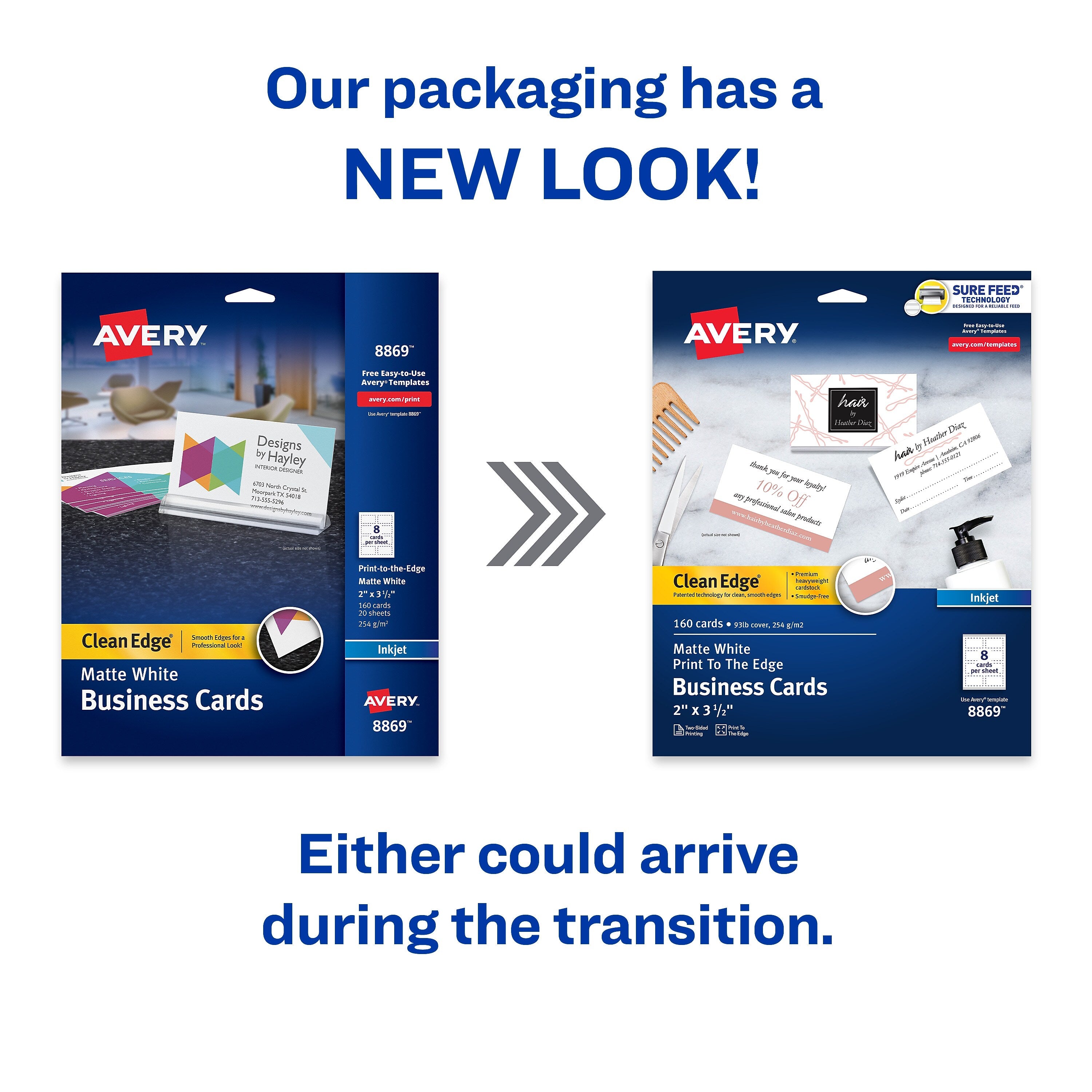 Avery Clean Edge Business Cards, 3.5" x 2", Matte White, 160/Pack (8869)