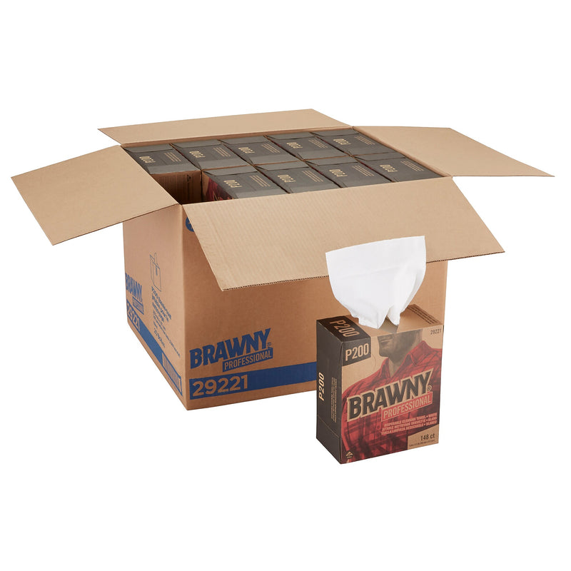 Brawny P200 Paper Cleaning Wipers, 12.5" x 8", White, 20/Carton (29221)