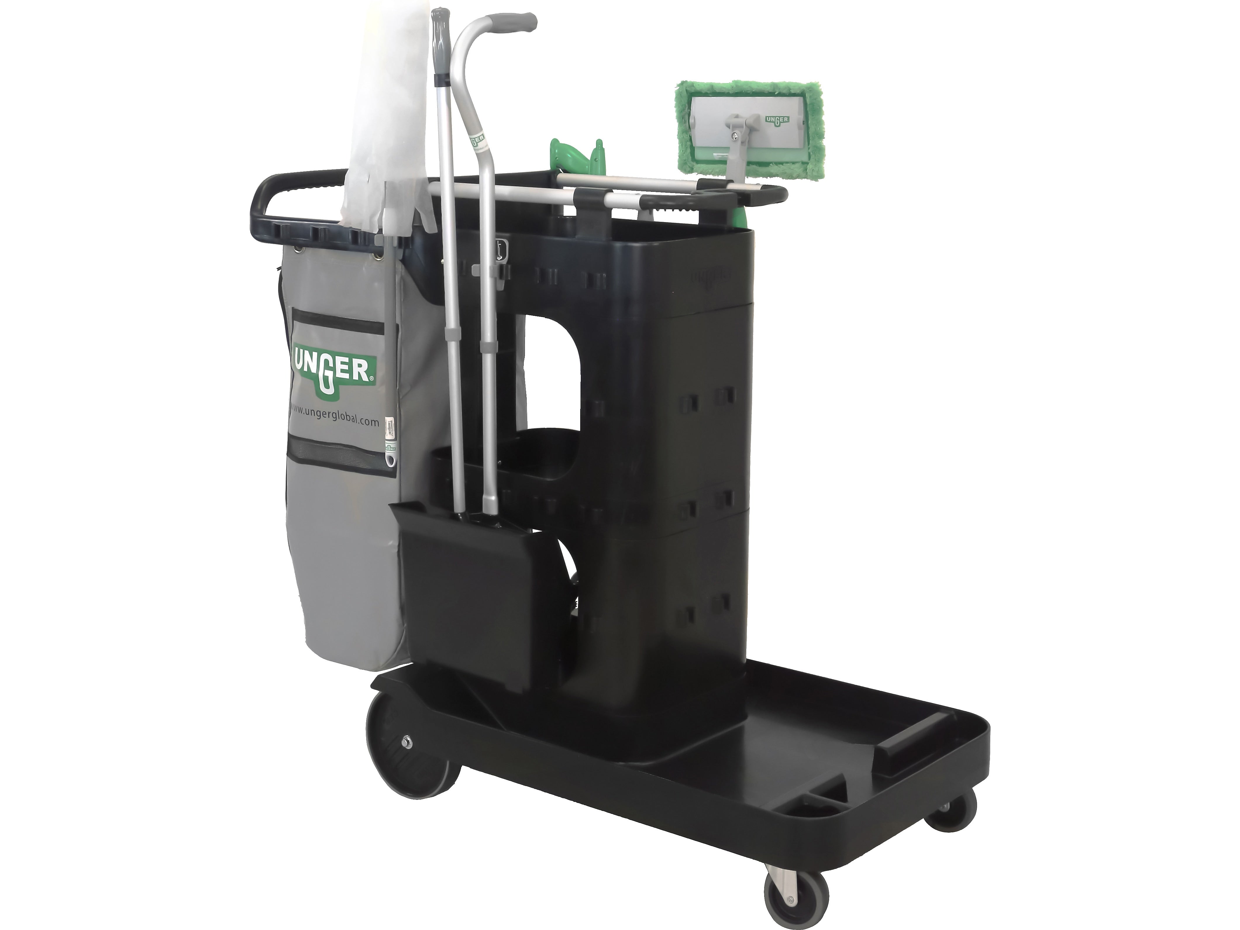Unger ZoneCleanRx 3-Shelf Cleaning Cart with Vinyl Bag, 55 gal. (CRTZN)