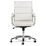 Neratoli, Mid-Back Swivel/Tilt Chair, White Faux Leather, Chrome Frame