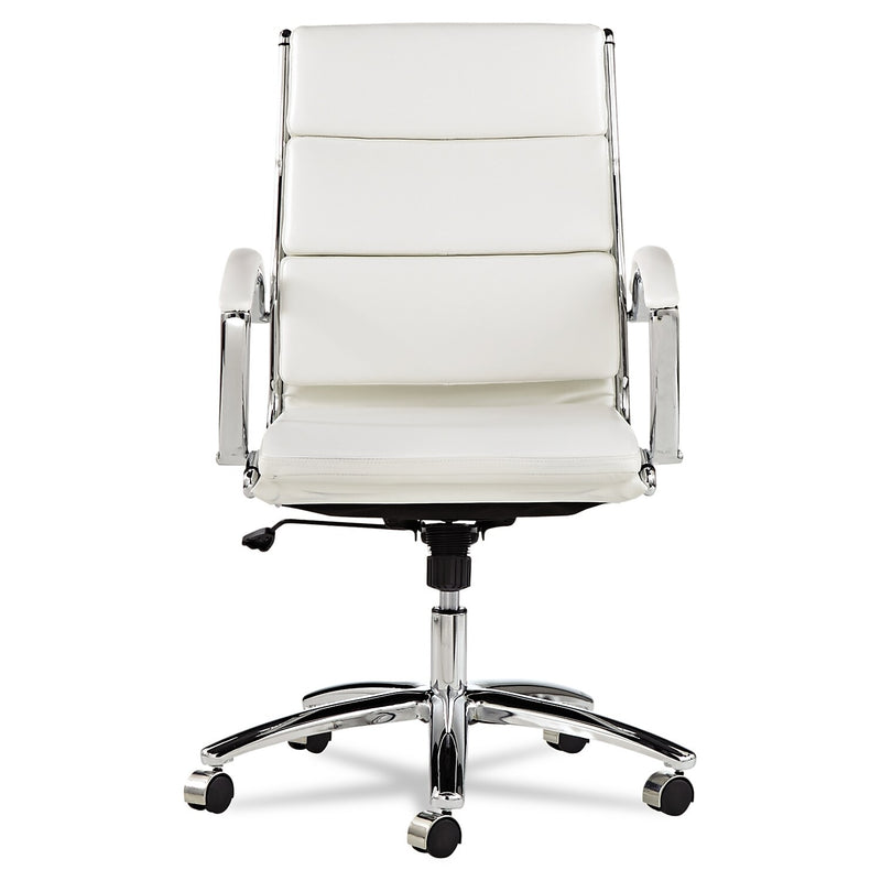 Neratoli, Mid-Back Swivel/Tilt Chair, White Faux Leather, Chrome Frame