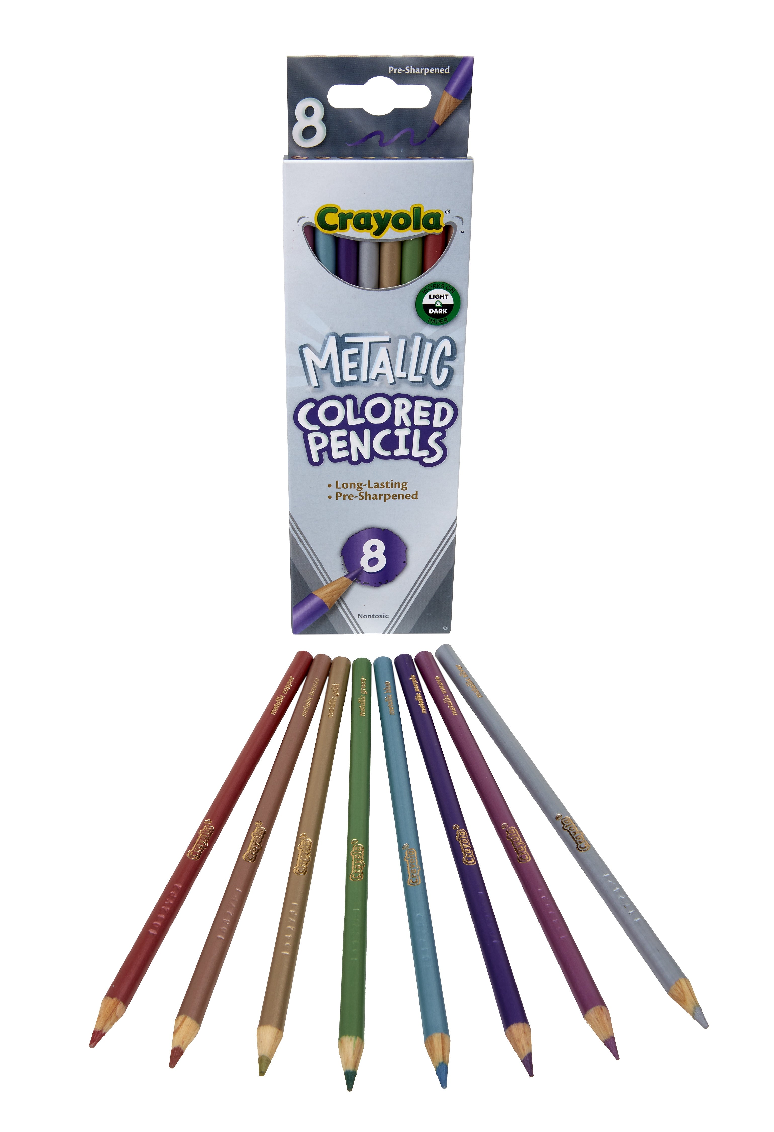 Crayola Metallic Colored Pencils, Assorted Colors, 8/Pack (68-3708)