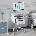 Mount-It! MedHub Mobile Medical Cart Workstation with Drawers, Monitor arm, and Locking Caster Wheels, White/Grey (MI-16026)