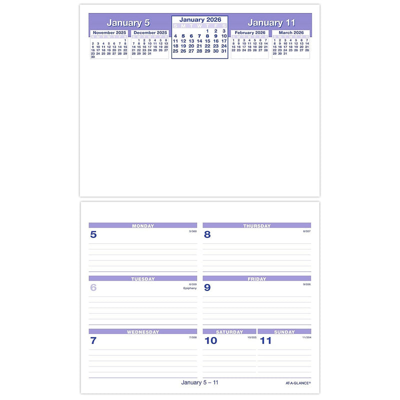 2026 AT-A-GLANCE Flip-A-Week 7" x 5.5" Weekly Desk Calendar Refill Pages, White/Blue (SW705X-50-26)