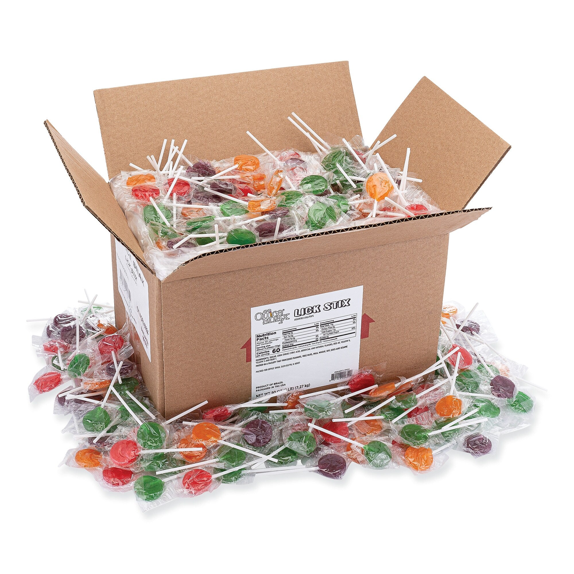Office Snax Lick Stix Suckers Lollipops, Assorted Flavors, 80 oz. (OFX00654)