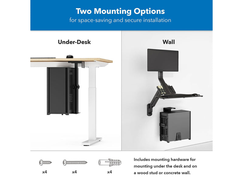 Mount-It! Steel CPU Rotating Heavy-Duty Under-Desk/Wall Mount, Matte Black (MI-7170)