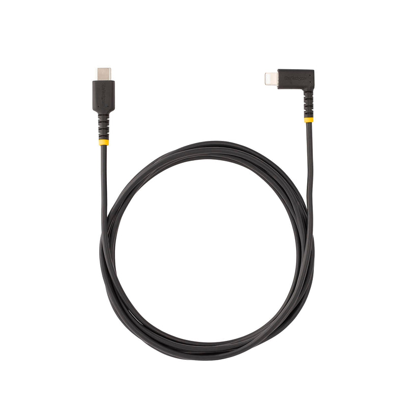 StarTech.com 6.6ft USB-C to Lightning Cable, Charge/Sync, Right-Angled Lightning, Black (RUSB2CLTMM2MR)