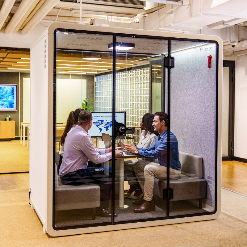 FlexiSpot WorkCube Series Sound Absorbing 4 Person Privacy Booth, White (P4FW-KIT)