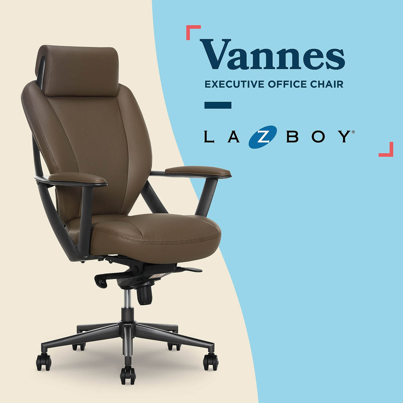 La-Z-Boy Vannes Ergonomic Polyurethane Swivel Executive Chair, Brown (60101-BRN)