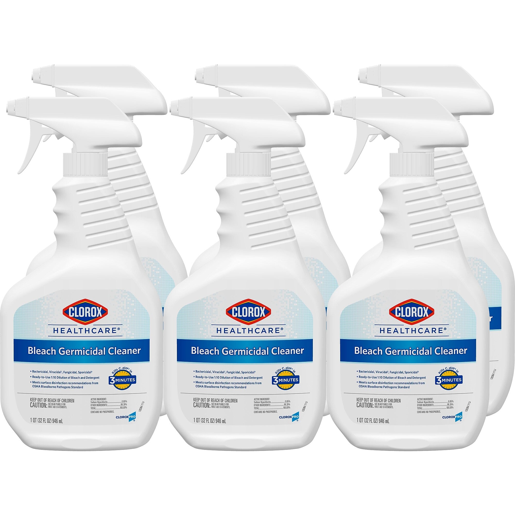 Clorox Healthcare Bleach Germicidal Cleaner Spray, Unscented, 32 oz., 6/Carton (CLO 068970CT)