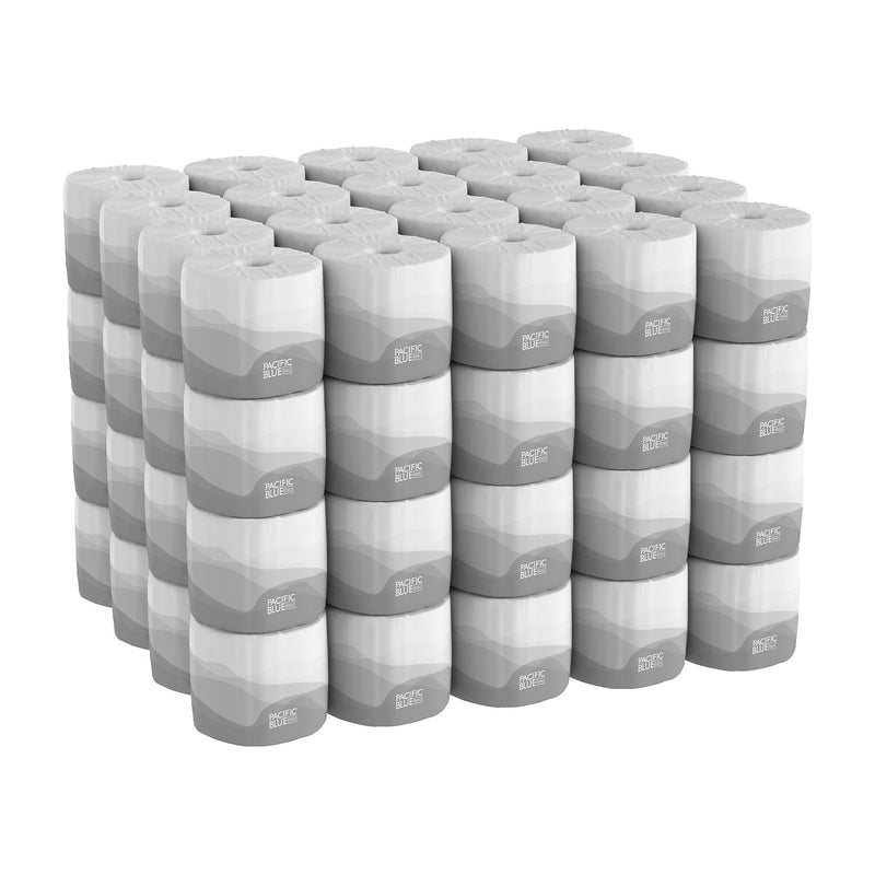 Pacific Blue Basic Standard Toilet Paper, 2-Ply, White, 550 Sheets/Roll, 80 Rolls/Carton (19880/01)